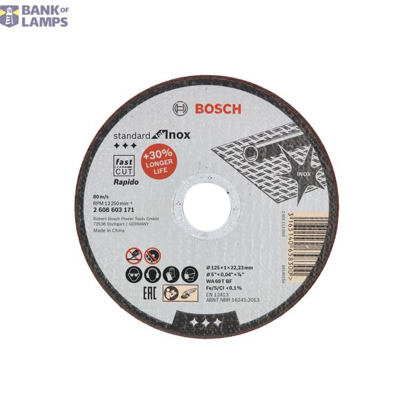 Standard for Inox - Rapido straight cutting disc WA 60 T BF, 125 mm, 22,23 mm, 1,0 mm image 1