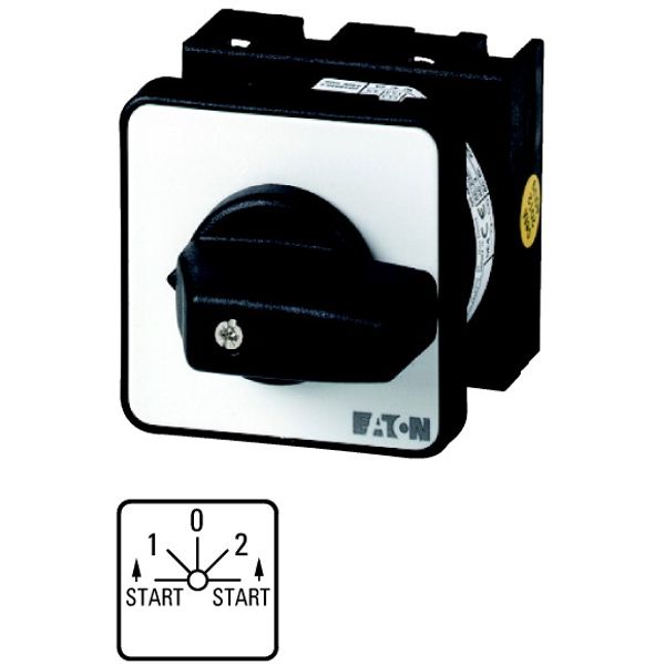 T0-2-8177/EZ Spring-return switch, T0, 20 A, center mounting, 2 contact unit(s), Contacts: 4, Spring-return in START position, 45 °, momentary/maintained, START>1- image 1