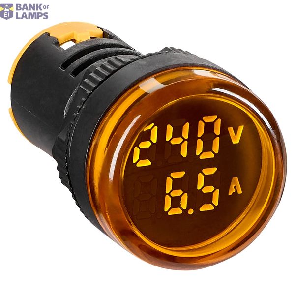 Volt-ampere. 22.5 mm, 50–500 V, 0–100 A AC, yellow, round. image 1