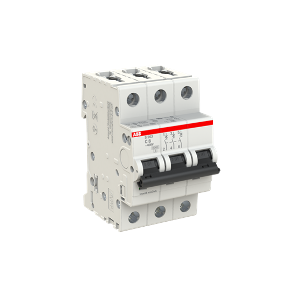 S203-C8 Miniature Circuit Breaker - 3P - C - 8 A image 2