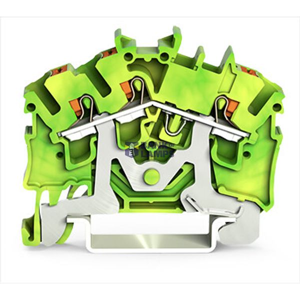 3-conductor ground terminal block with push-button 2.5 mm² green-yello image 1