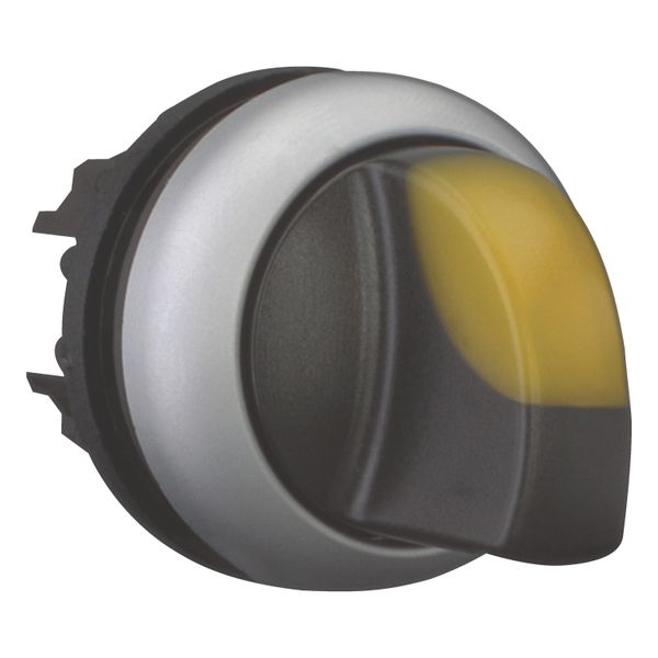 M22-WRLK3-Y Illuminated selector switch actuator, RMQ-Titan, With thumb-grip, maintained, 3 positions, yellow, Bezel: titanium image 7