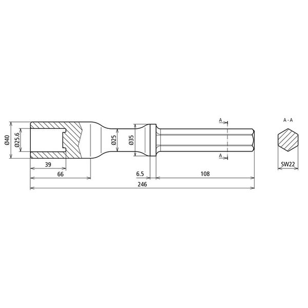 Hammer insert for tubular earth electrodes D 25mm L246mm for Atlas Cop image 2