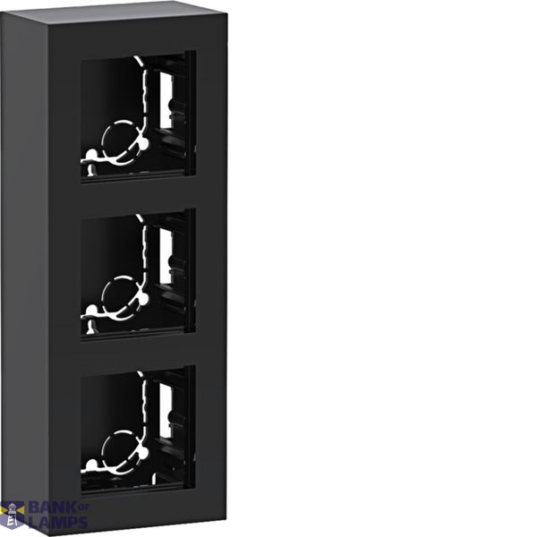 Housing incl. cover frame, 3-way, tall, surface-mounted, A.8, night black gloss. image 1