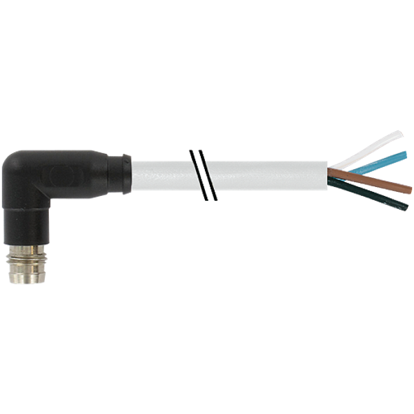 M8 male 90° A-cod. snap-in with cable PUR 4x0.25 gy  10m image 1