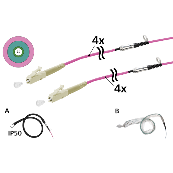 OpDAT VIK Universal cable 4xOM4, LC-LC, 75 m, one-sided pulling aid IP image 3