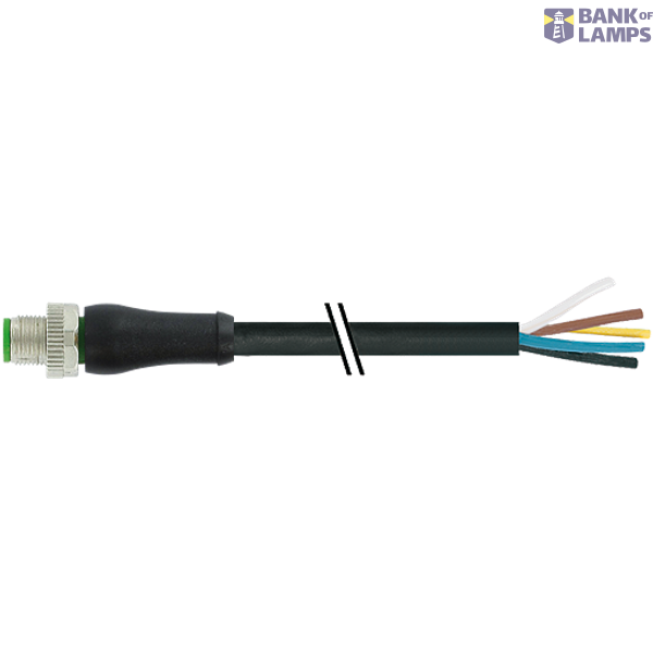 M12 Power male 0° S-cod. with cable PUR 4x1.5 bk UL/CSA+drag ch. 0.5m image 2