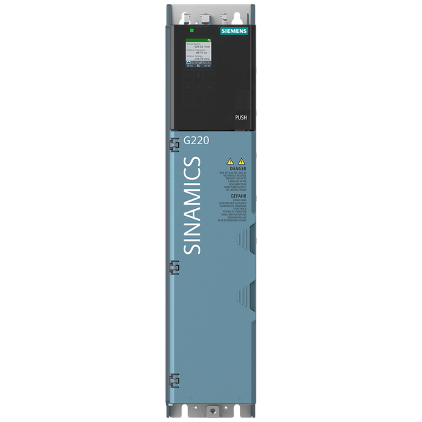 SINAMICS G220 380-500 V 3AC + 10/-20% 47-63 Hz power low overload: 7.5 kW 150% 3 s, 110% 57 s power high overload: 5.5 kW 200% 3 s, 150% 57 s 355x 85x 209 (HxWxD) image 1