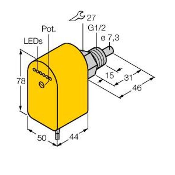 Flow Monitoring Immersion Sensor with Integrated Processor   FCS-G1/2A4P-VRX/24VDC image 1