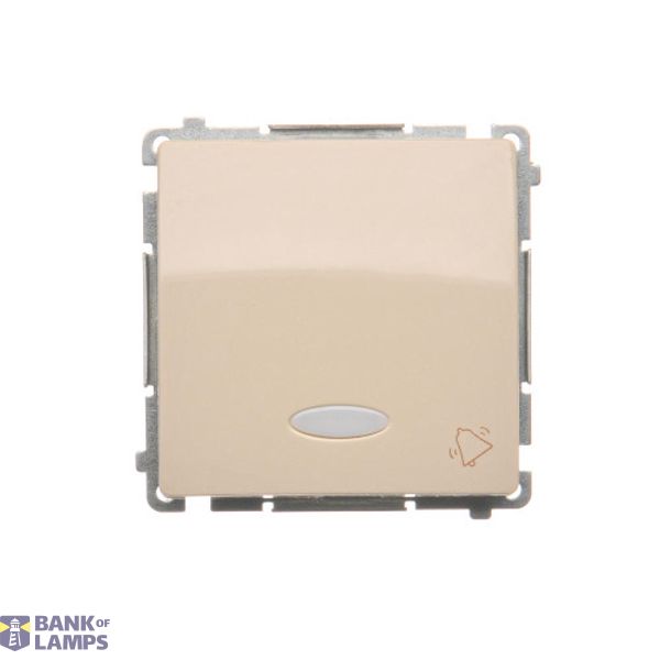 Bell push button with indicator light, LED not replaceable Color: blue, (module), 10AX, quick connection, beige image 1