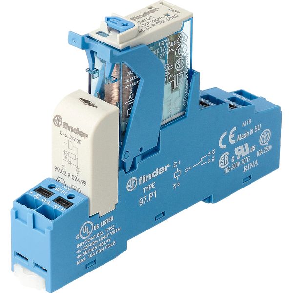 Rel. interface Mod. Push-IN 1CO 16A/24VDC/Agni+Au/LED/diode (4C.P1.9.024.5050) image 3