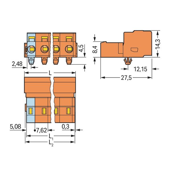 1-conductor male connector CAGE CLAMP® 2.5 mm² orange image 3