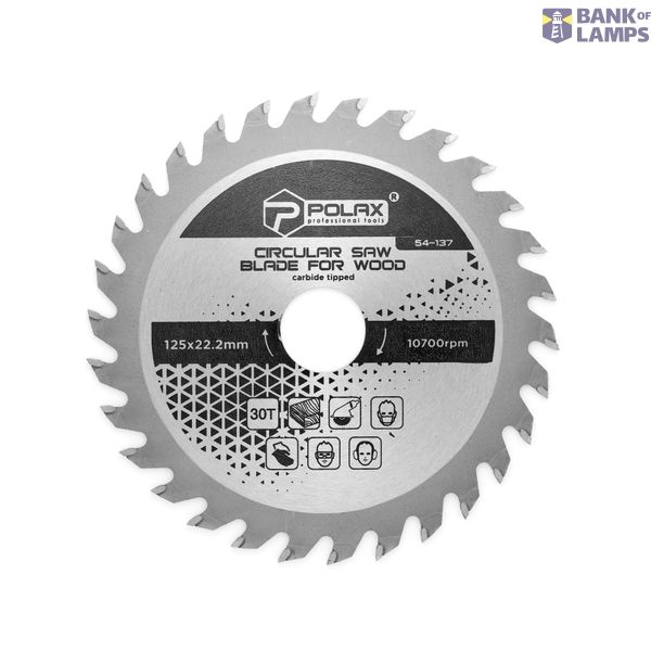 Circular saw blade for wood, carbide tipped 125x22.2/20, 30Т image 1