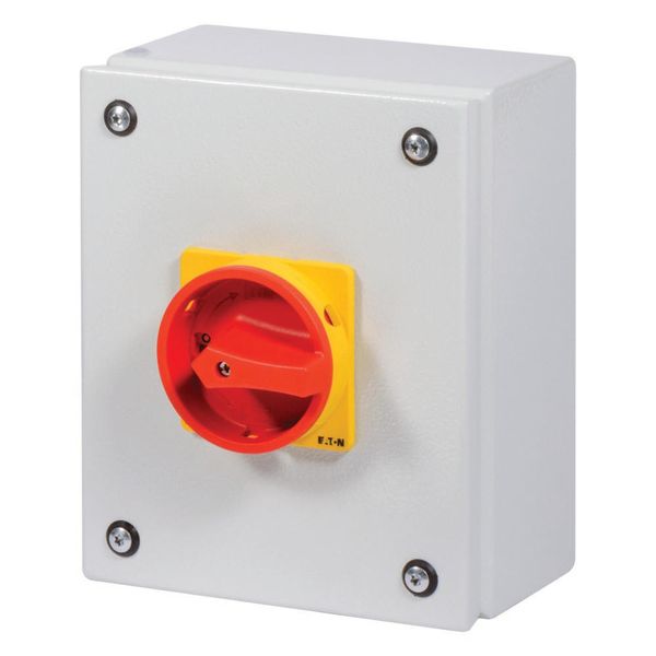 P3-63/SE3/SVB/HI11 Main switch, P3, 63 A, surface mounting, 3 pole, 1 N/O, 1 N/C, Emergency switching off function, With red rotary handle and yellow locking ring, Locka image 6