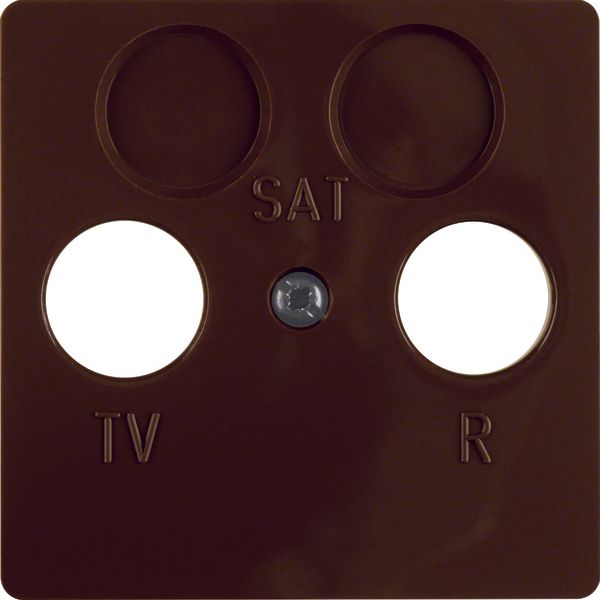 Central plate f. aerial soc. 2hole, splash-proteced flush-mtd IP44, br image 1
