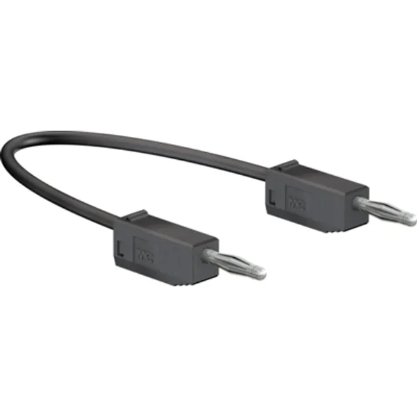 Measuring lead with (2 mm plug, spring-loaded, straight) to (2 mm plug, spring-loaded, straight), 450 mm, black, PVC, 0.5 mm², CAT O, 28.0115-04521 image 1