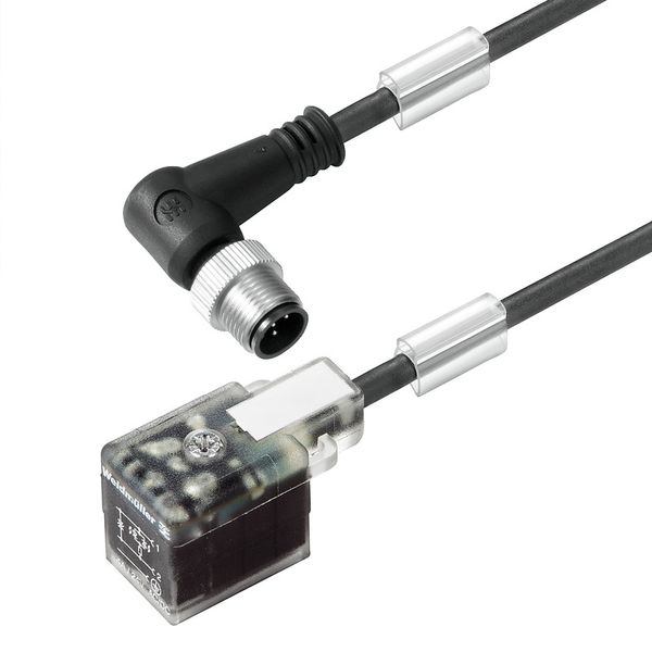 Valve cable (assembled), 90&deg; plug - valve plug, Industrial design B (11 mm), M12 = A-coded, Cable length: 3 m, PUR, black image 2