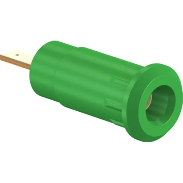 2 mm socket, flat plug connection, mounting Ø 8.3 mm, CAT III, green, 65.9099-25 image 1