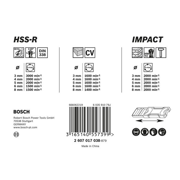15-piece mixed drill bit set 3-8 mm, 3-8 mm, 3-8 mm image 1