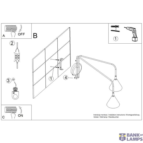 Wall lamp NOX 2 beige with a switch image 8