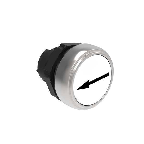 Pushbutton actuator, spring return, with symbol Ø22mm Platinum series chromed plastic, flush, ←/White image 1