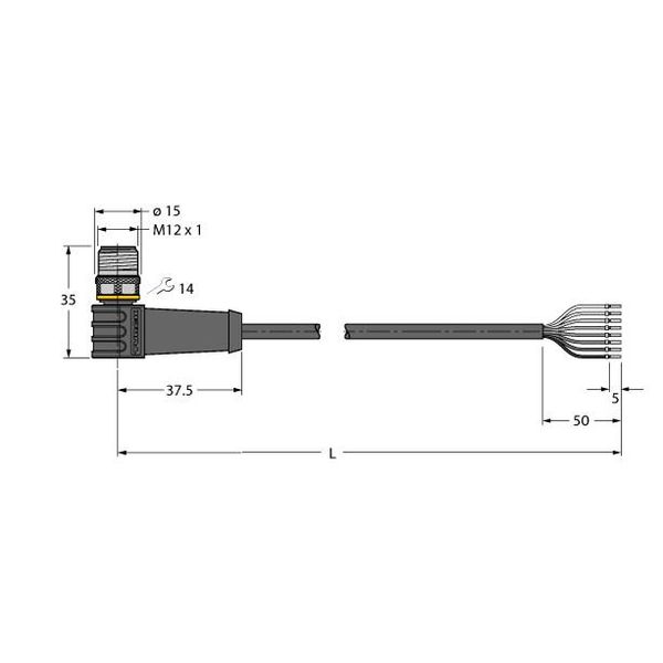 Actuator and Sensor Cable, PUR Connection Cable   WSS8T-1/TXL image 1
