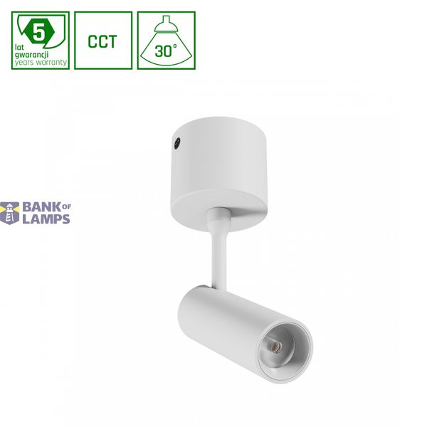SPOT S OPRAWA NATYNKOWA 6W CCT 230V 30st IP20 śr.35x122x184mm BIAŁY 5 LAT GW. SPECTRUM image 1