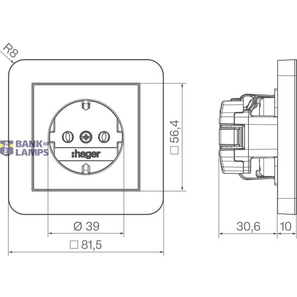 SCHUKO wall socket with cover plate, push-in type, C.1, matte night black image 3