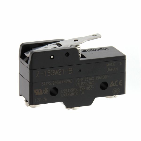 Basic switch, short hinge lever, SPDT, 15A Z15G7042H image 4
