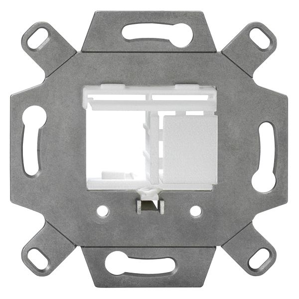 Mounting adapter, 1- or 2-fold, for Keystone modules, pure white (similar to RAL 9010), for TAE covers image 1