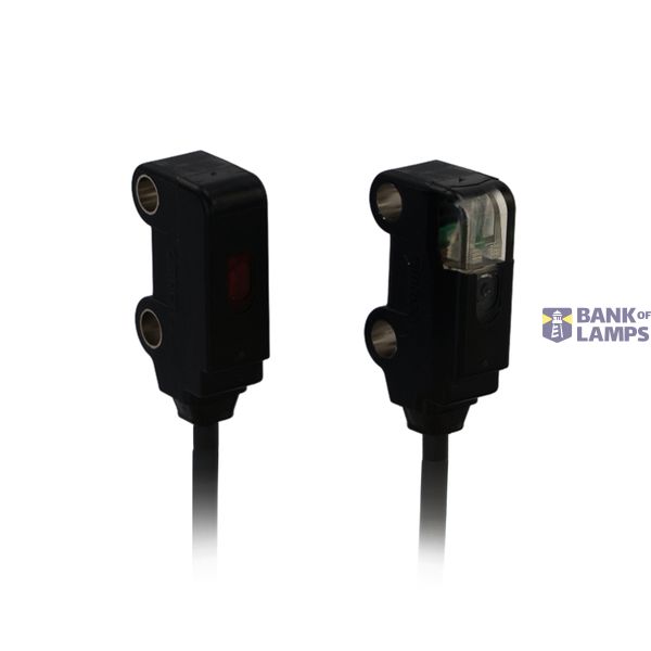 Photoelectric sensor, side view, through-beam 0,3m, Light-ON, NPN, 2m cable (requires M3 screw & bracket) E3T 1291D image 1