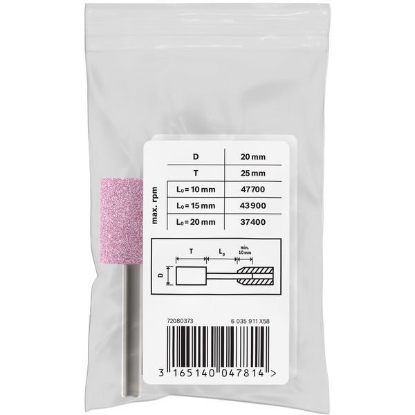 Grinding stone, cylindrical, hard 6 mm, 60, 20 mm, 26 mm image 2