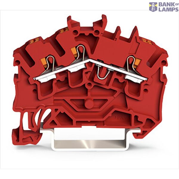3-conductor through terminal block with push-button 2.5 mm² red image 1