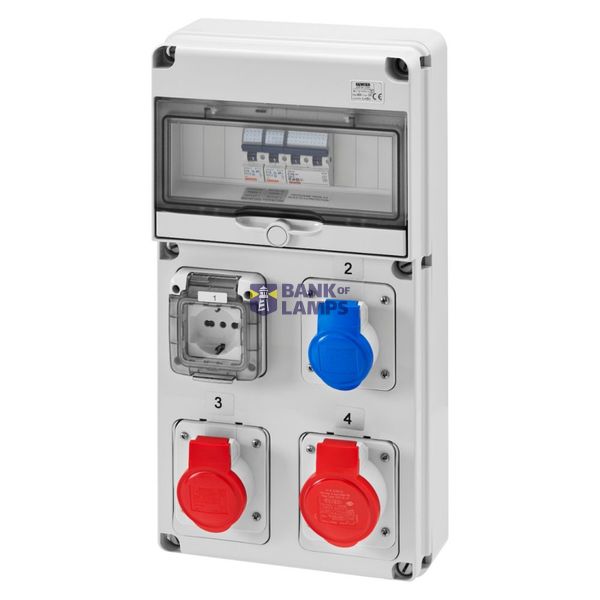 Q-DIN 10 ASD - 3 IEC 309 - 1 SOCKET OUTLET IT/DE - IP44 image 1