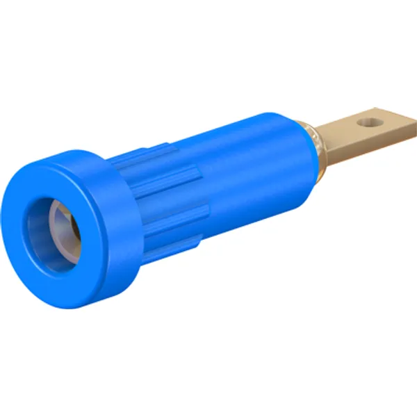 2 mm socket, flat plug connection, mounting Ø 4.9 mm, blue, 23.1011-23 image 1