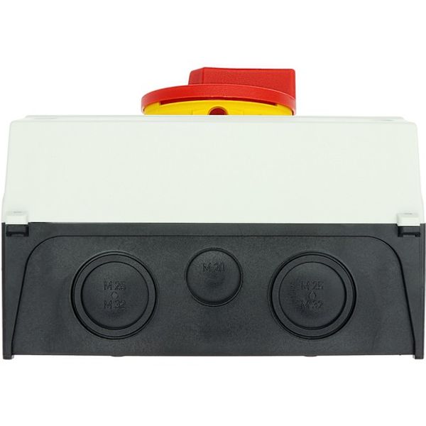 P3-63/I4/SVB/N Main switch, P3, 63 A, surface mounting, 3 pole + N, Emergency switching off function, With red rotary handle and yellow locking ring, Lockable in the image 14