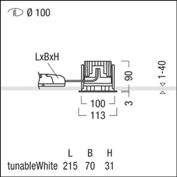 P-INF R100L 1000-927-65 LDO BK WH - LED ceiling-recessed luminaire image 3