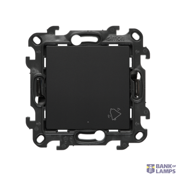 "Bell" push button with LED indicator light, (module), Simon 24, IP20/IP44, 10AX, 10A, black matt image 1
