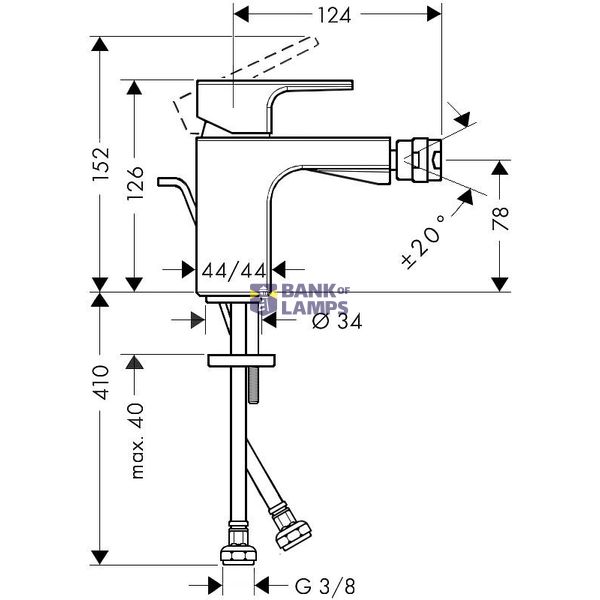 Vernis Shape bidet mixer, with pop-up, chrome image 1