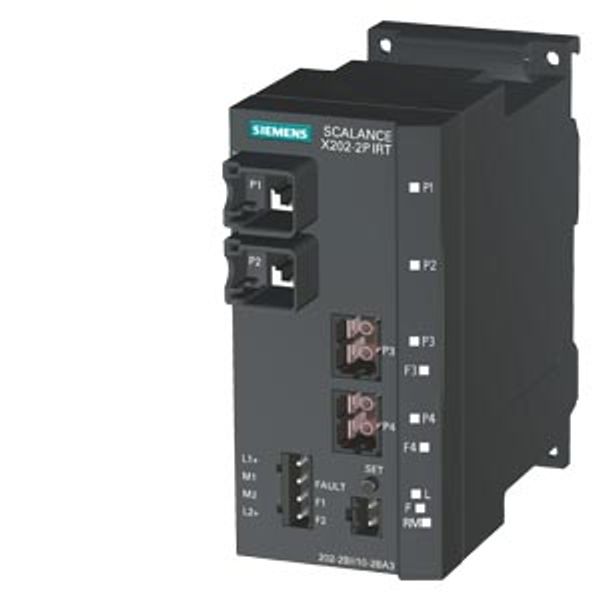 SCALANCE X202-2P IRT, managed Layer 2 switch, 2x RJ45, 2x POF SC RJ image 1