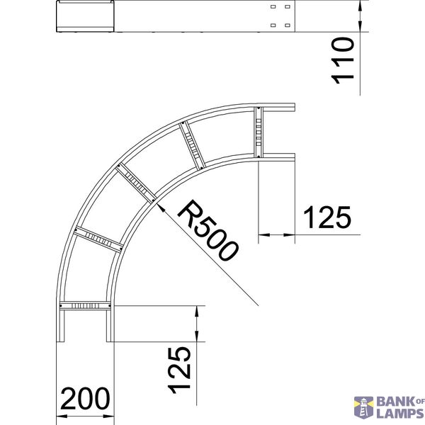 90° bend for cable ladder, horizontal 110x200 Steel Hot-dip galvanised image 2