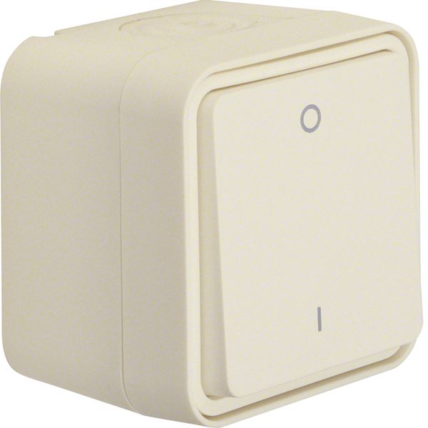 On/off switch 2pole imprint 0+ I surface-mtd, W.1, p. white, matt, plastic LT image 1