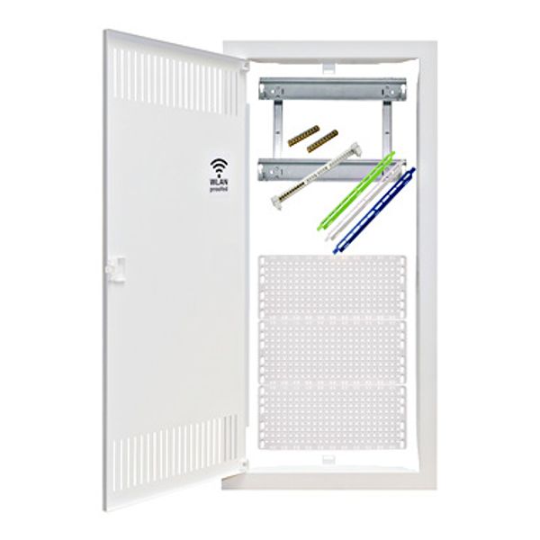 Media combi frame and door, vertical 5-rows, 2 DIN-rails image 1