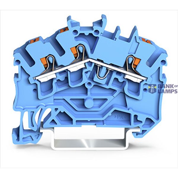 3-conductor through terminal block with push-button 2.5 mm² blue image 1