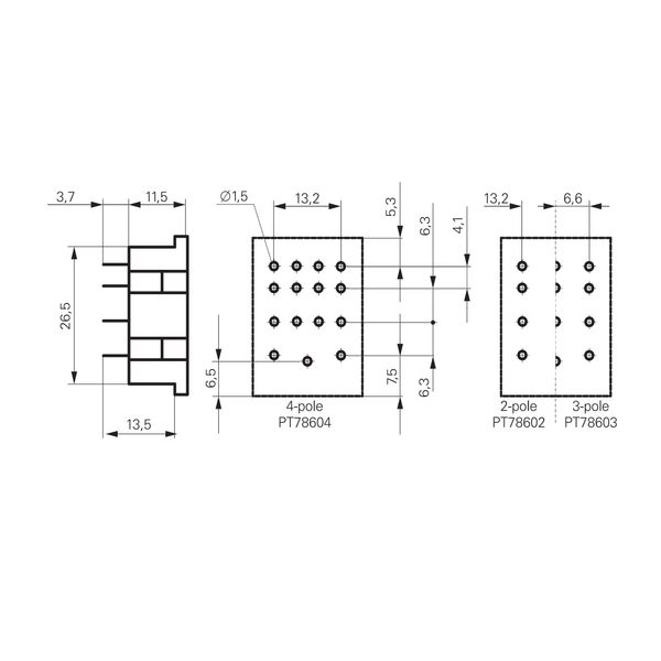 PCB socket for PT5 relays, 14-pole, 6A image 4