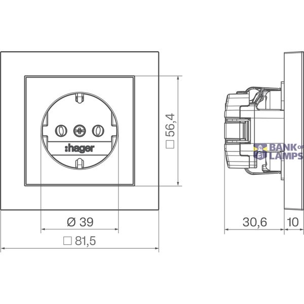 SCHUKO wall socket with cover plate, plug-in type, A.1, anthracite, matt image 2