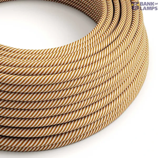 Glossy Optical White and Whiskey Vertigo Textile Cable - The Original Creative-Cables - ERM49 round 2x0.75mm / 3x0.75mm image 1
