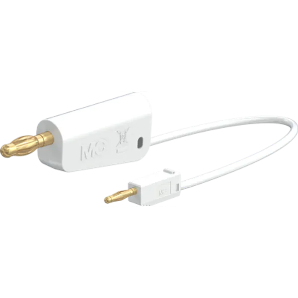 Measuring lead with (2 mm lamella plug, straight) to (4 mm lamella plug, straight), 0.3 m, white, PVC, 0.5 mm², 64.1060-03029 image 1
