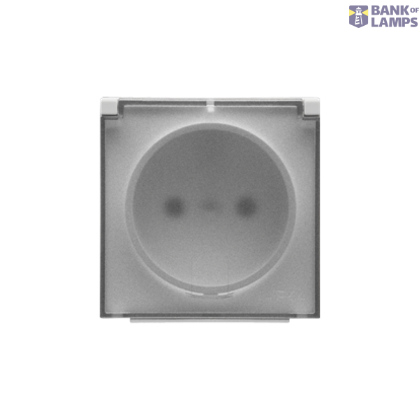 Cover for single socket outlet with earthing IP44 - transparent flap, light gray matt image 1