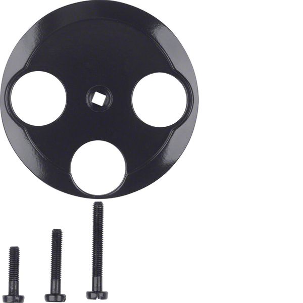 Centre plate for aerial soc. 3hole, 1930/glass, black glossy image 1